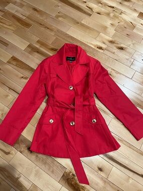 London Fog Red Trench Coat with Belt